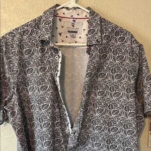 Black and White Casual Button Down Shirt with Paisley Design
